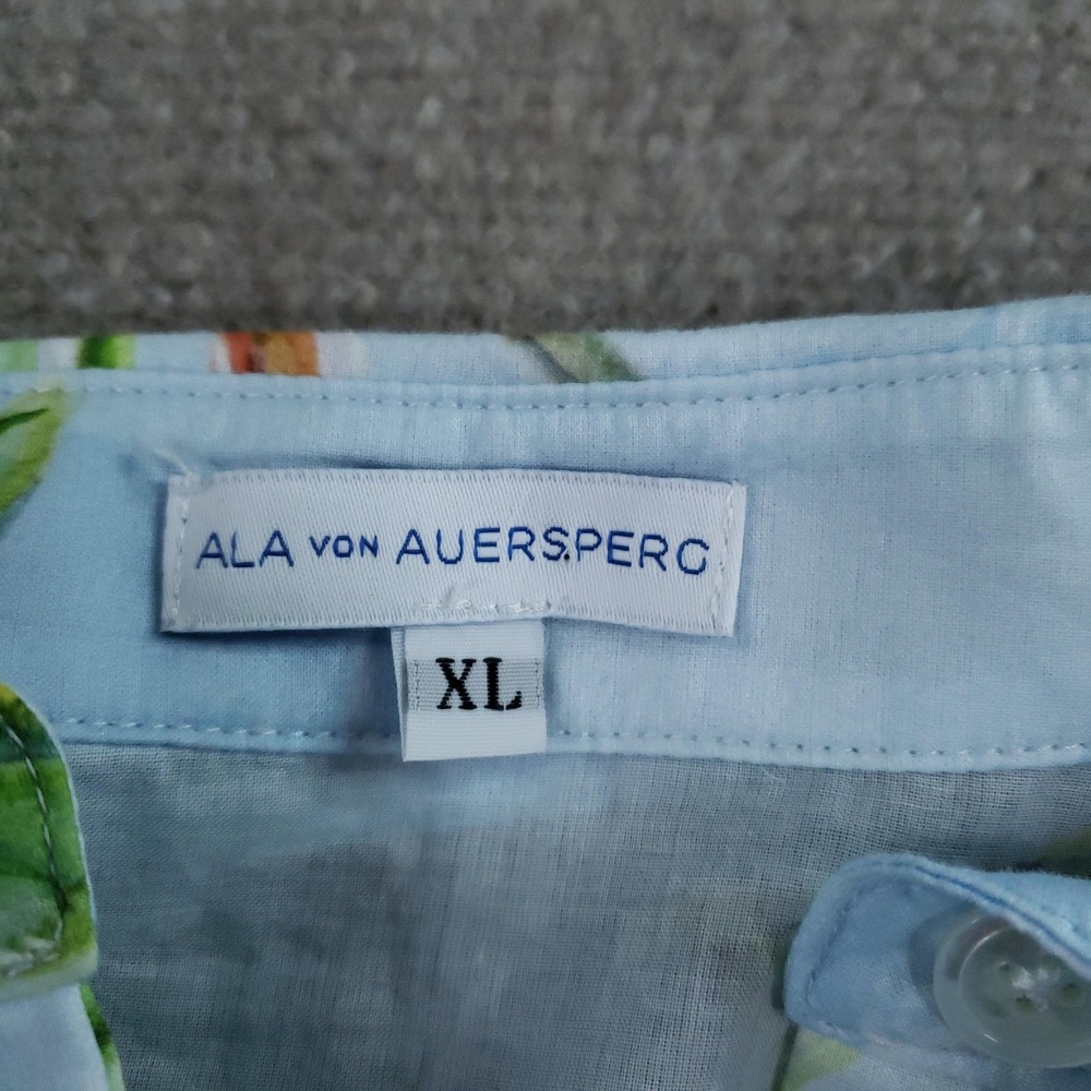 Ala Von‎ Auersperg Shirt Dress Womens XL Blue Botanical Belted Tunic 100% Cotton - Picture 6 of 10